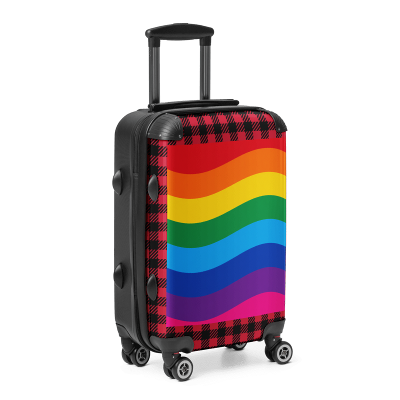 Modern Red Rainbow Stripe Travel Suitcase | Hard-Shell Luggage for Men & Women